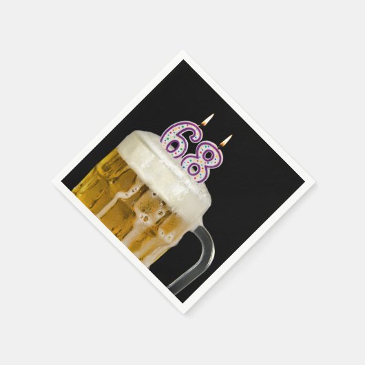Serviette En Papier 68e anniversaire Bière en noir (Coin)