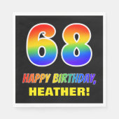Serviette En Papier 68e anniversaire : Bold, amusant, simple, arc-en-c (Devant)