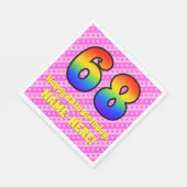 Serviette En Papier 68e anniversaire : Pink Stripes & Hearts, Arc en c (Coin)