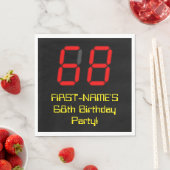Serviette En Papier 68e anniversaire : Rouge Digital Clock Style "68"  (En situation)