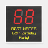 Serviette En Papier 68e anniversaire : Rouge Digital Clock Style "68"  (Devant)