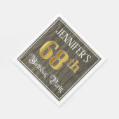 Serviette En Papier 68e fête d'anniversaire — Faux Gold & Faux Wood Lo (Coin)
