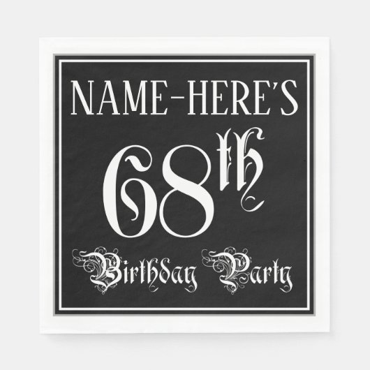 Serviette En Papier 68e fête d'anniversaire — Script fantaisie + Nom p (Devant)