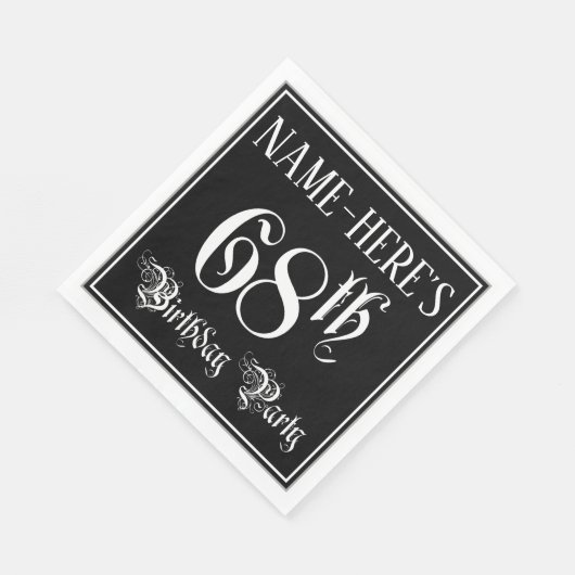 Serviette En Papier 68e fête d'anniversaire — Script fantaisie + Nom p (Coin)