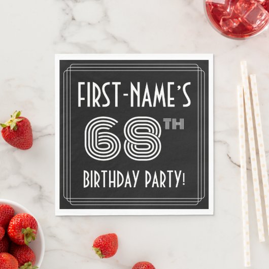 Serviette En Papier 68e fête d'anniversaire : Style Art Déco + Nom per (En situation)