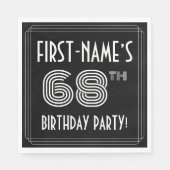Serviette En Papier 68e fête d'anniversaire : Style Art Déco + Nom per (Devant)