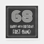 Serviette En Papier 68ème anniversaire : Art Déco Inspiré Look "68" +  (Devant)