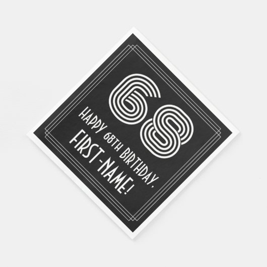 Serviette En Papier 68ème anniversaire : Art Déco Inspiré Look "68" +  (Coin)