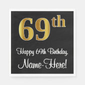 Serviette En Papier 69e anniversaire ~ Elégant Luxueux Faux Gold Look  (Devant)
