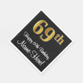 Serviette En Papier 69e anniversaire ~ Elégant Luxueux Faux Gold Look  (Coin)