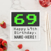 Serviette En Papier 69e anniversaire - Nerdy / Geeky Style "69" & Nom (En situation)