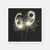 Serviette En Papier 69e anniversaire Sparklers de fête sur noir (Devant)