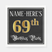 Serviette En Papier 69e fête d'anniversaire — Script fantaisie, Faux G (Devant)