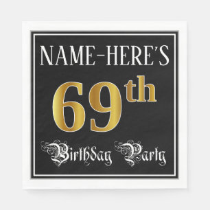Serviette En Papier 69e fête d'anniversaire — Script fantaisie, Faux G