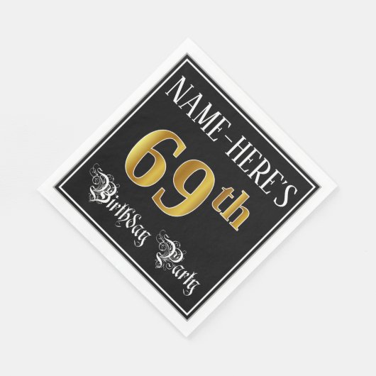 Serviette En Papier 69e fête d'anniversaire — Script fantaisie, Faux G (Coin)
