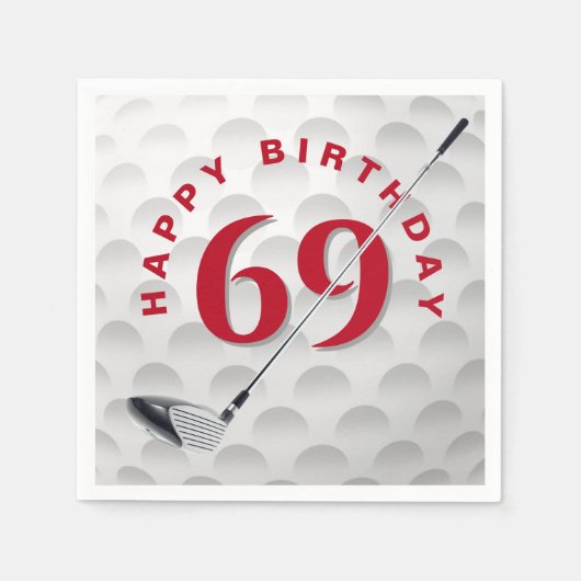 Serviette En Papier 69th Birthday Golf Ball and Club (Devant)