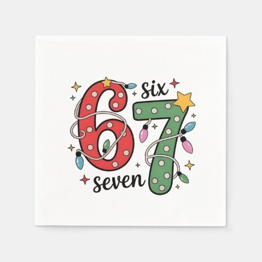 Serviette En Papier 6 7 Six Seven Hand Gen Z Alpha Meme Slang Xmas (Devant)