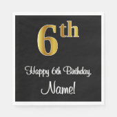 Serviette En Papier 6e anniversaire ~ Elégant luxe Faux Gold Look # (Devant)