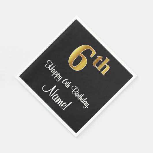 Serviette En Papier 6e anniversaire ~ Elégant luxe Faux Gold Look # (Coin)