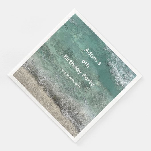 Serviette En Papier 6e anniversaire fête de l'eau Abstrait nom personn (Coin)