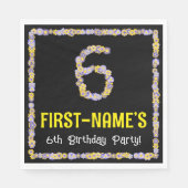Serviette En Papier 6e anniversaire : Floral Flowers Numéro, Nom perso (Devant)