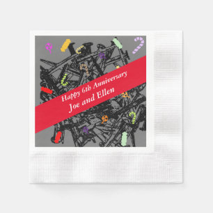 Serviette En Papier 6e anniversaire Mariage, ongles et bonbons