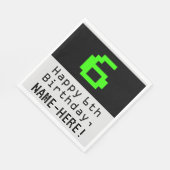 Serviette En Papier 6e anniversaire - Nerdy / Geeky Style "6" & Nom (Coin)