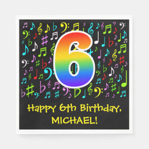 Serviette En Papier 6e anniversaire - Symboles de musique colorée, Arc