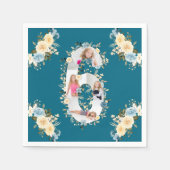Serviette En Papier 6e anniversaire Turquoise photo Collage bleu jaune (Devant)