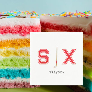 Serviette En Papier 6e fête d'anniversaire de hockey personnalisée
