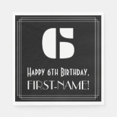 Serviette En Papier 6ème anniversaire : Art Déco Inspiré Look "6" + No (Devant)