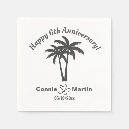 Serviette En Papier 6th Wedding Anniversary Palm Trees (Devant)