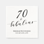 Serviette En Papier 70 and Fabulous Seventy Birthday Elegant Script (Devant)
