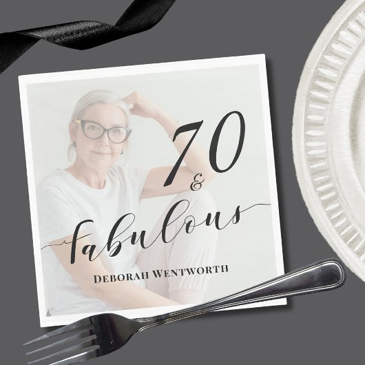 Serviette En Papier 70 and Fabulous Seventy Birthday Script Photo