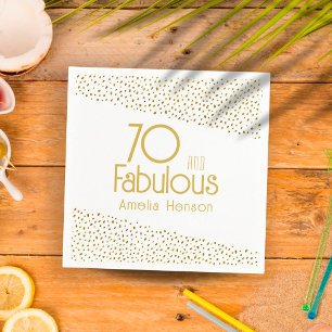 Serviette En Papier 70 ans et Fabuleux Paillettes Dorées Anniversaire 