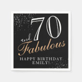 Serviette En Papier 70 et fabuleux noir élégant Script 70e anniversair (Devant)