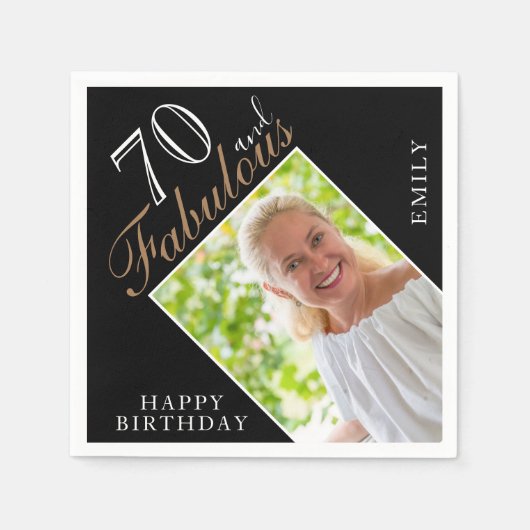 Serviette En Papier 70 et fabuleux script photo 70e anniversaire (Devant)