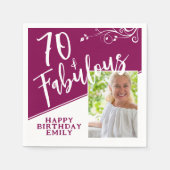 Serviette En Papier 70 et fabuleux Script Photo Magenta 70e anniversai (Devant)