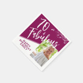 Serviette En Papier 70 et fabuleux Script Photo Magenta 70e anniversai (Coin)