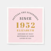 Serviette En Papier 70e anniversaire 1952 Elégant Gold Rose Grey (Devant)