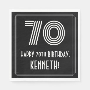 Serviette En Papier 70e anniversaire : Art Déco Inspiré Look "70" + No