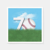 Serviette En Papier 70e Anniversaire Baseball En Herbe Verte (Devant)
