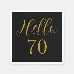 Serviette En Papier 70e anniversaire Black Gold fête d'anniversaire
