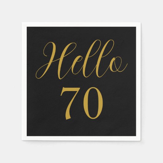 Serviette En Papier 70e anniversaire Black Gold fête d'anniversaire (Devant)