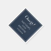 Serviette En Papier 70e anniversaire Bleu Élégant Script moderne (Coin)