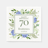 Serviette En Papier 70e anniversaire Blue Hydrangeas (Devant)