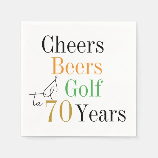 Serviette En Papier 70e anniversaire Cheers and Beers Golf Minimal (Devant)