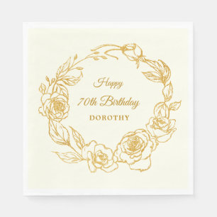 Serviette En Papier 70e Anniversaire de la fête de luxe Rose d'or Cock