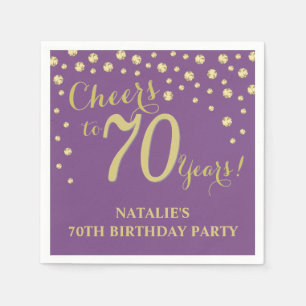 Serviette En Papier 70e anniversaire de la fête du violet et du diama