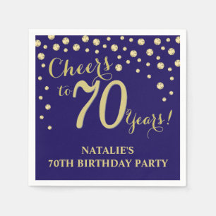 Serviette En Papier 70e anniversaire de la fête Marine Bleu et Diamant